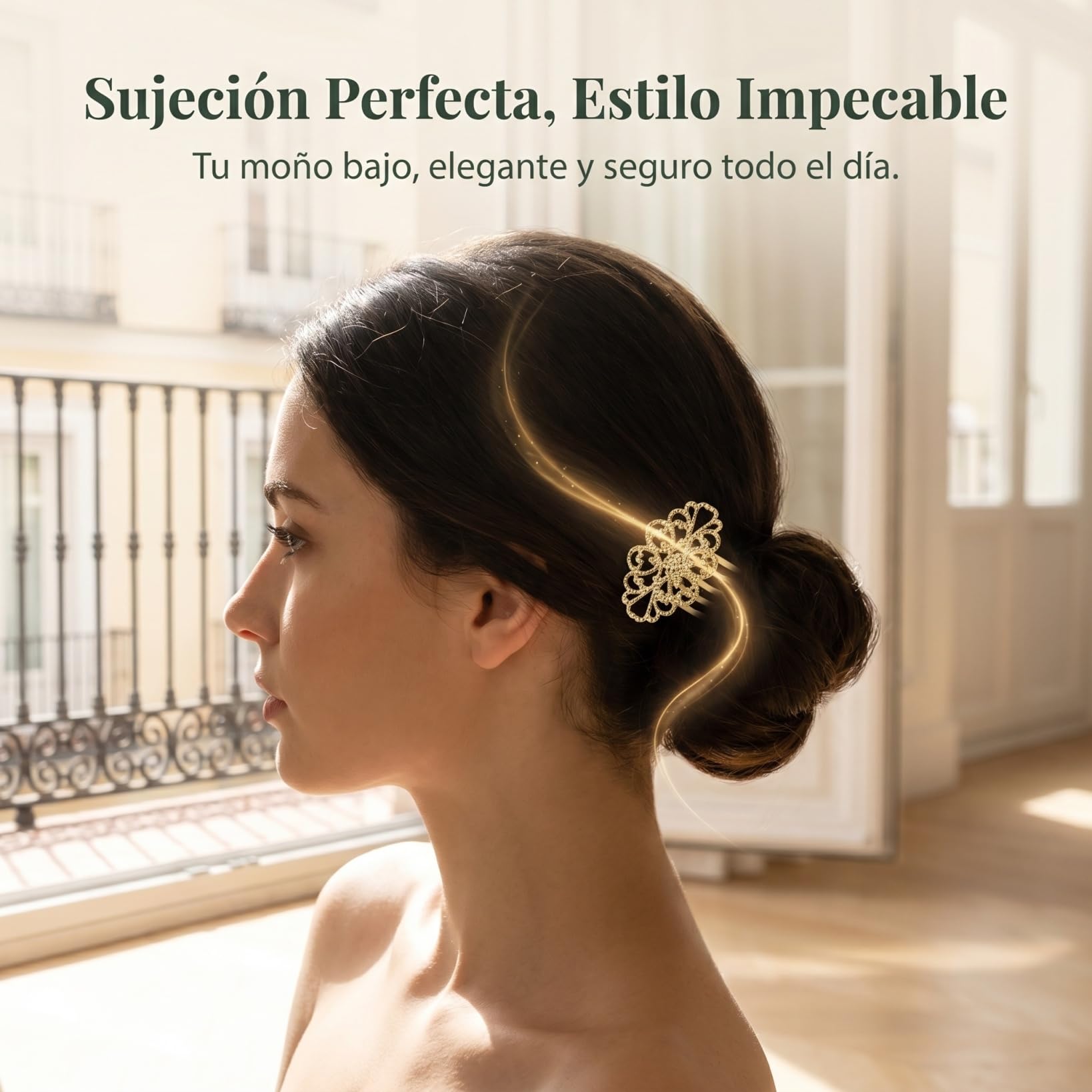 POPETPOP Pack de 10 Peinetas para el Pelo, Horquillas de Metal de 5 Dientes para Moño Bajo y Recogidos, Adornos con Tocado Dorado para Novia o Tocado Boda Invitada