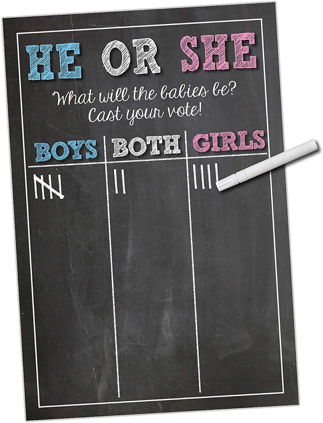 Twins Gender Reveal Party Supplies - Cast Your Vote Poster Sign - 11 x 17 Matte Cardstock - Party Game for Twins Baby Reveal - Design by Katie Doodle