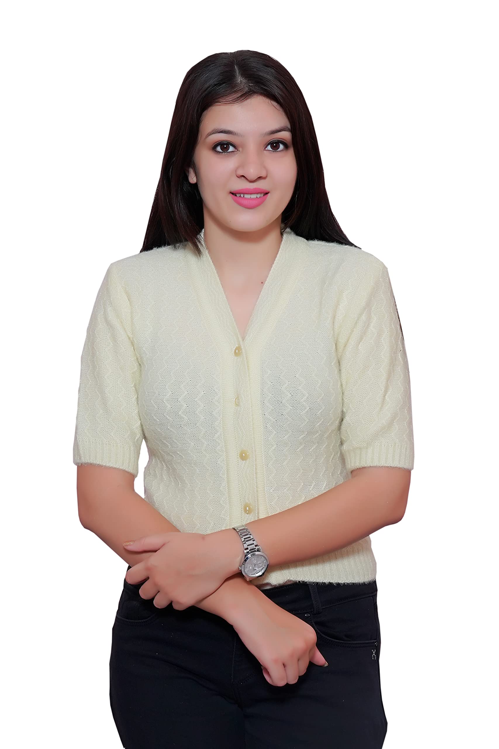 Women's Hosiery Woolen Solid Half Sleeve Sweater Blouse-image-28