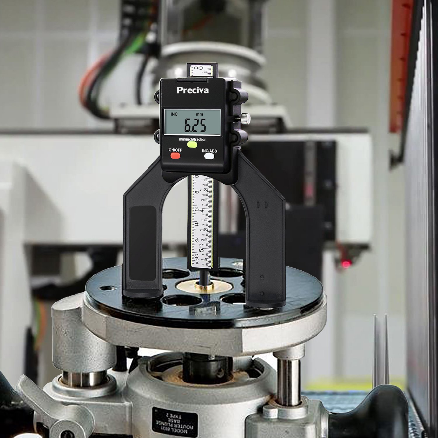 Preciva Digitaler Tiefenmesser, digitaler Höhenmesser, 80 mm/3,14 Zoll, LCD-Display, 0,10 mm/0,004 Zoll Genauigkeit, Tiefenhöhenmessung für Holzbearbeitung, Fräser, Tischkreissäge, Oberfräse