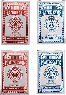 Zugar Land Economy Playing Cards 4 Decks (2 Red and 2 Blue Decks) 2.3/8 inches by 3.3/8 inches (55mm X 86mm) Plastic Coated. (4 Decks)
