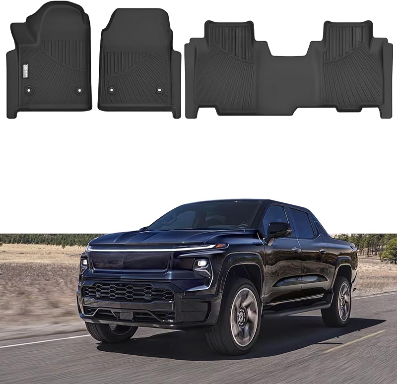Tapete automotivo sob medida em TPE preto para Chevy Silverado EV RST 2024–2026, dianteiro central, Orybot