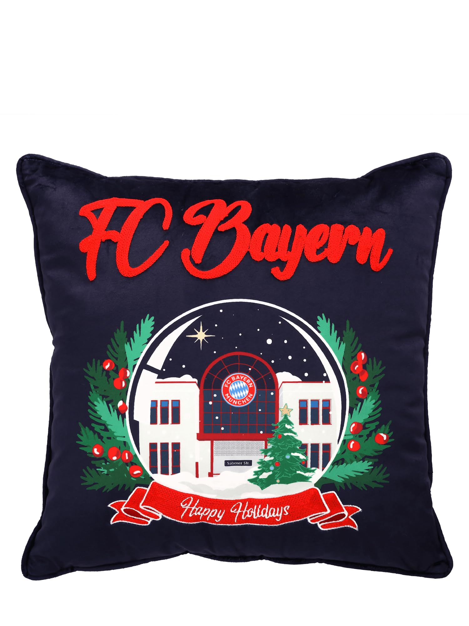 FC Bayern München I Samtkissen I Sofakissen I Dekokissen Winter 40x40 cm I Fanwelt I Navy