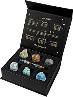 GolbalJew 12 Zodiac Signs Crystals and Healing Stones Gifts for Women Natural Crystal Jewelry Healing Crystal Zodiac Sign Stones with Crystal Bracelet The Astrology Birthstone with Horoscope Box Set