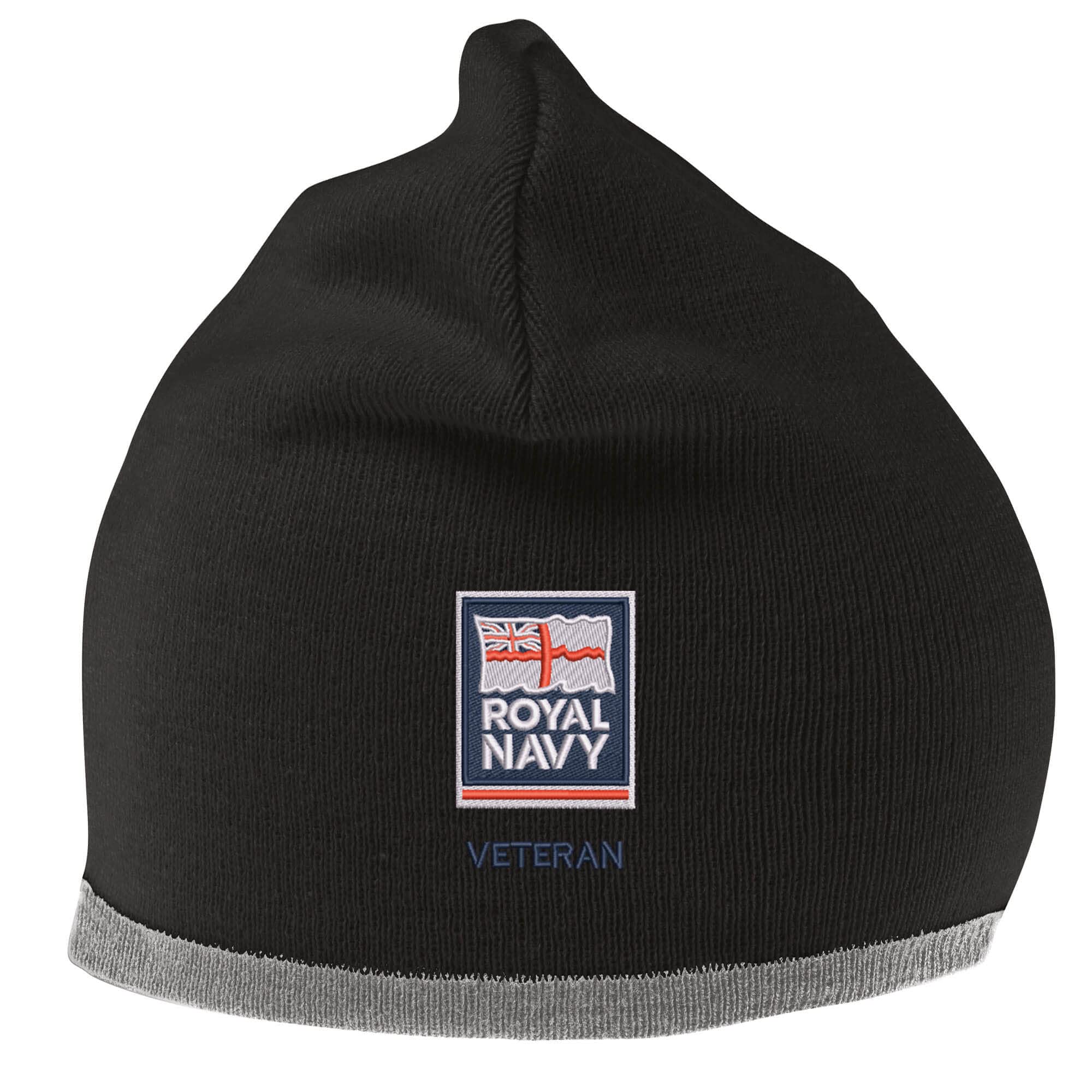 The Military Store Unisex Black/Grey Royal Navy - Flag - Armed Forces Veteran Beanie Hat