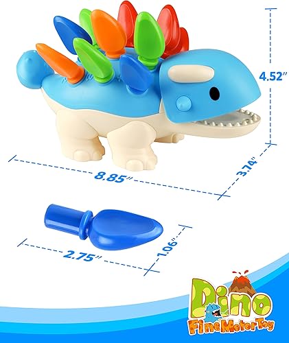 Miniatura 7 de Coogam Juguete de habilidades motoras finas de dinosaurio, el Ankylosaurus Toys 13 piezas, clasificación, apilable, reconocimiento de color, juego