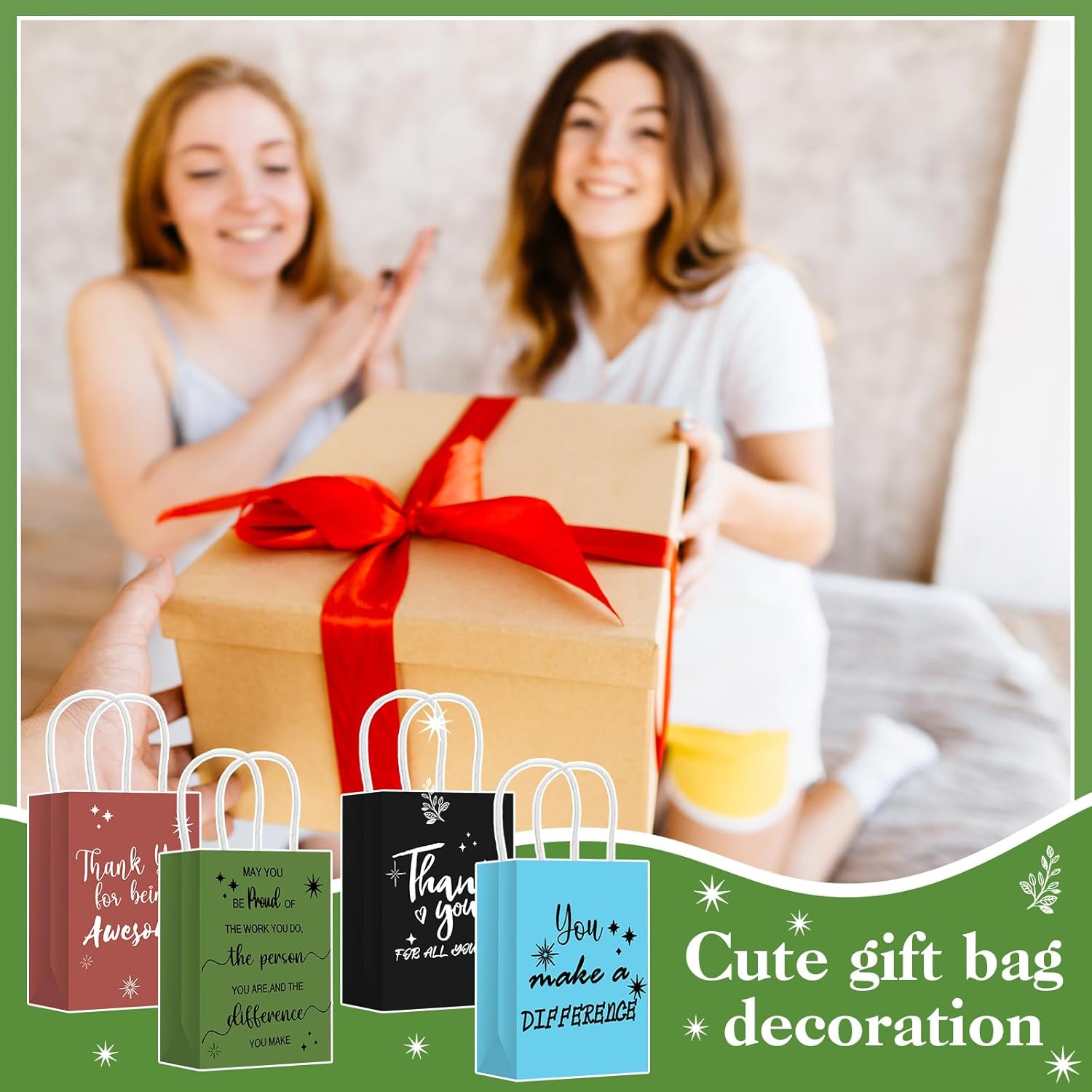 Gueevin 40 Pcs Teacher Appreciation Gift Bags Bulk Employee Gifts Bulk Thank You Paper Bags for End of Year Staff Team Volunteer Paraprofessional Week Nurse Week Caregiver(Appreciation,Dark Color)