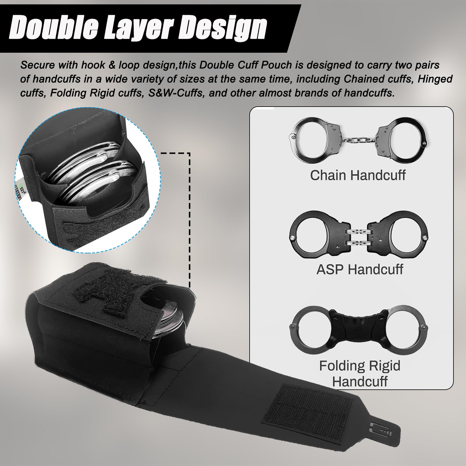 Tactical Handcuff Carrier For Two Pairs Double Handcuff Holster ...