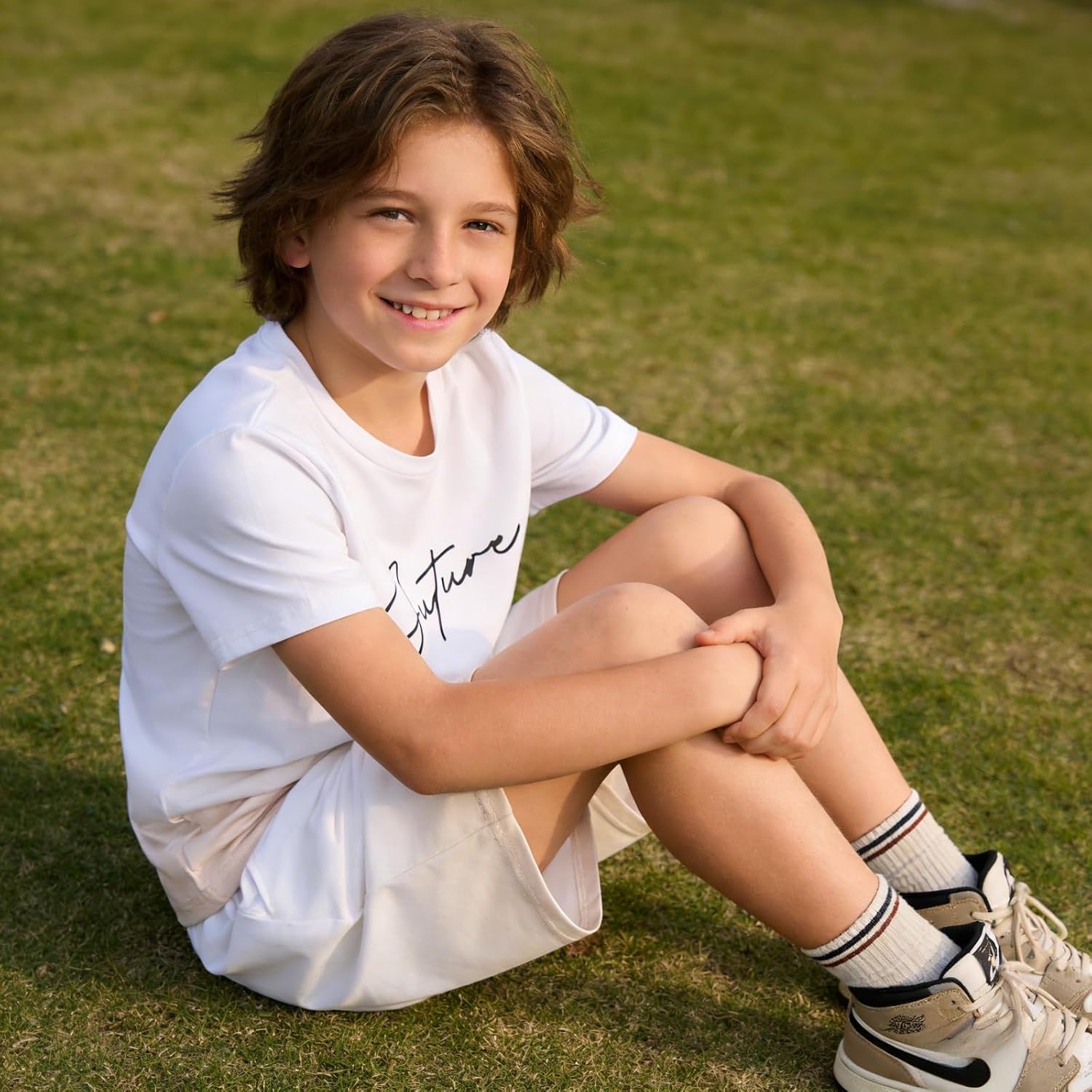 Boys Clothes Summer Striped Short Sleeve Letter Print T-Shirt + Shorts 2 Pieces Set, Sizes 7-14 Years image 4