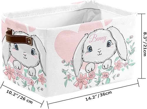 Miniatura 3 de Canasta de almacenamiento personalizada con diseño de conejo, organizador de cubos con asa para dormitorio, armario, guardería, cesta de 4 unidades
