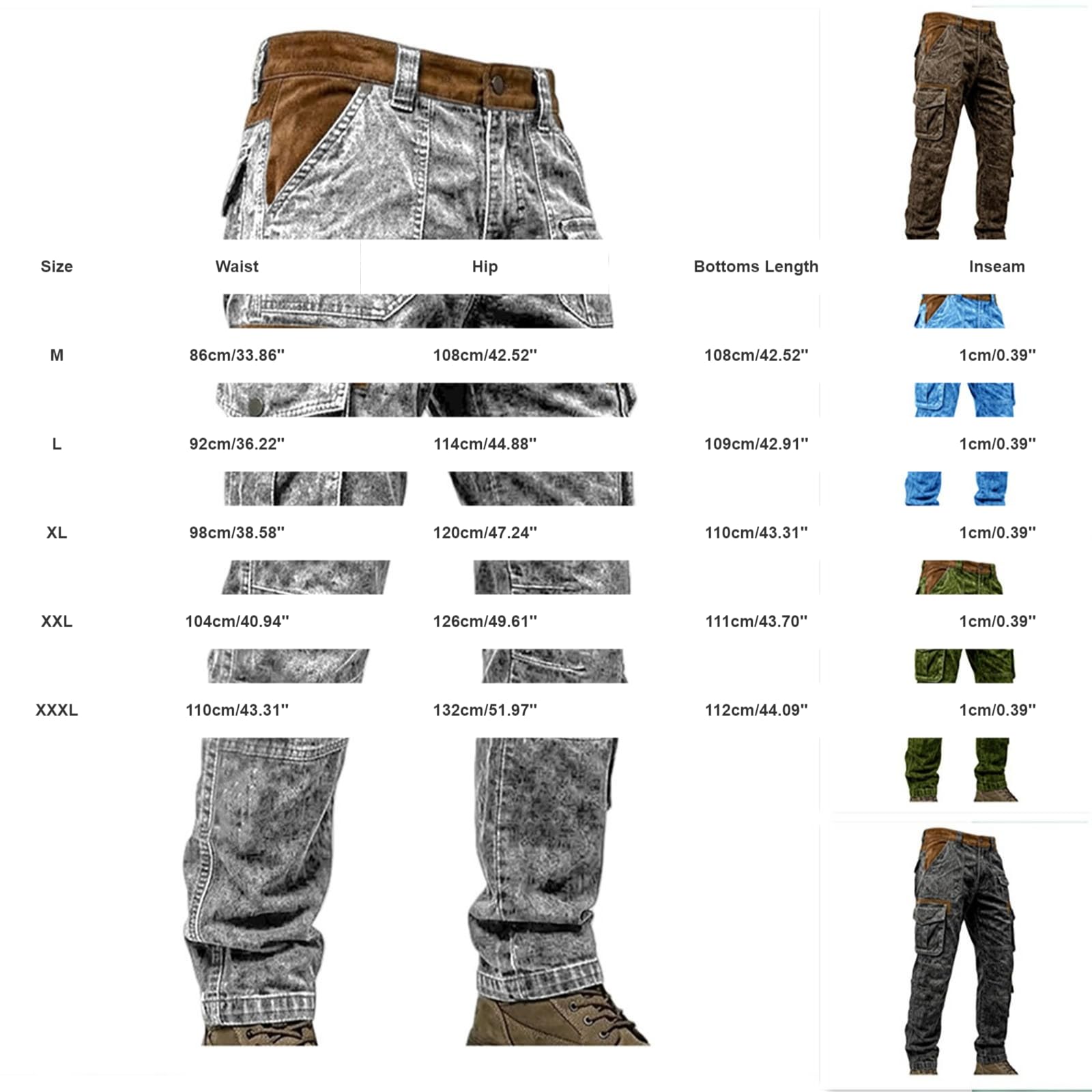Arbeitshosen Herren Cargo Wanderhose Vintage Cargohose Mit Vielen Taschen