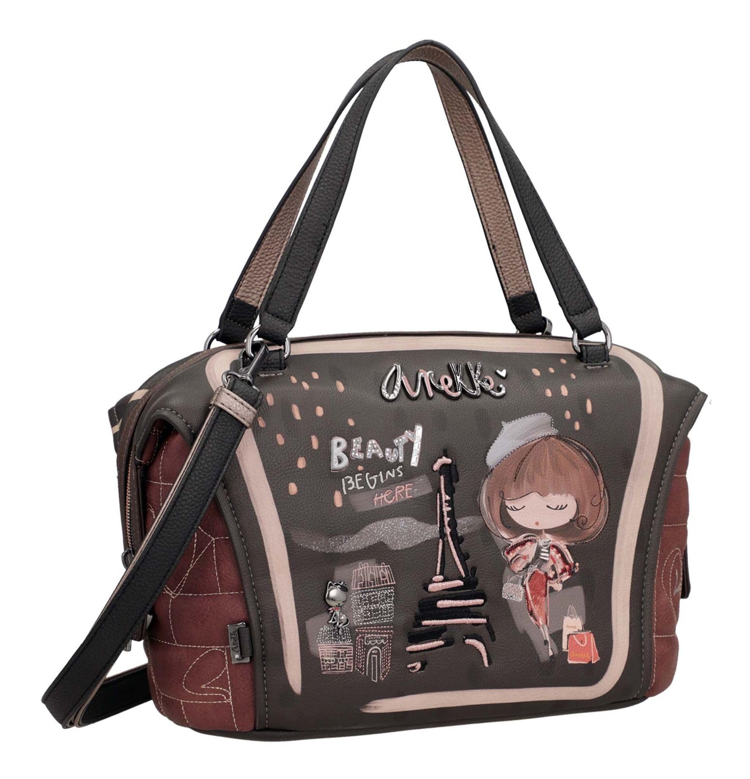 Anekke Bolso de Asa Corta Colección Mademoiselle | Bolso para Mujer | Cierre con Cremallera y Varios Compartimentos | Medidas 28x22x13 cm