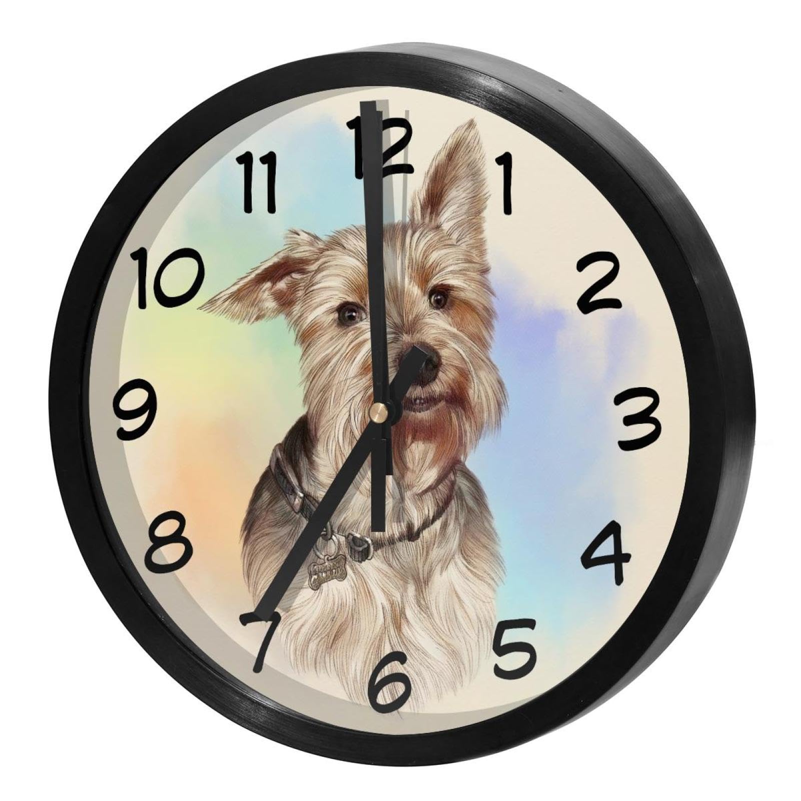 Horloge murale silencieuse Yorkshire Terrier à quartz pour cuisine et maison