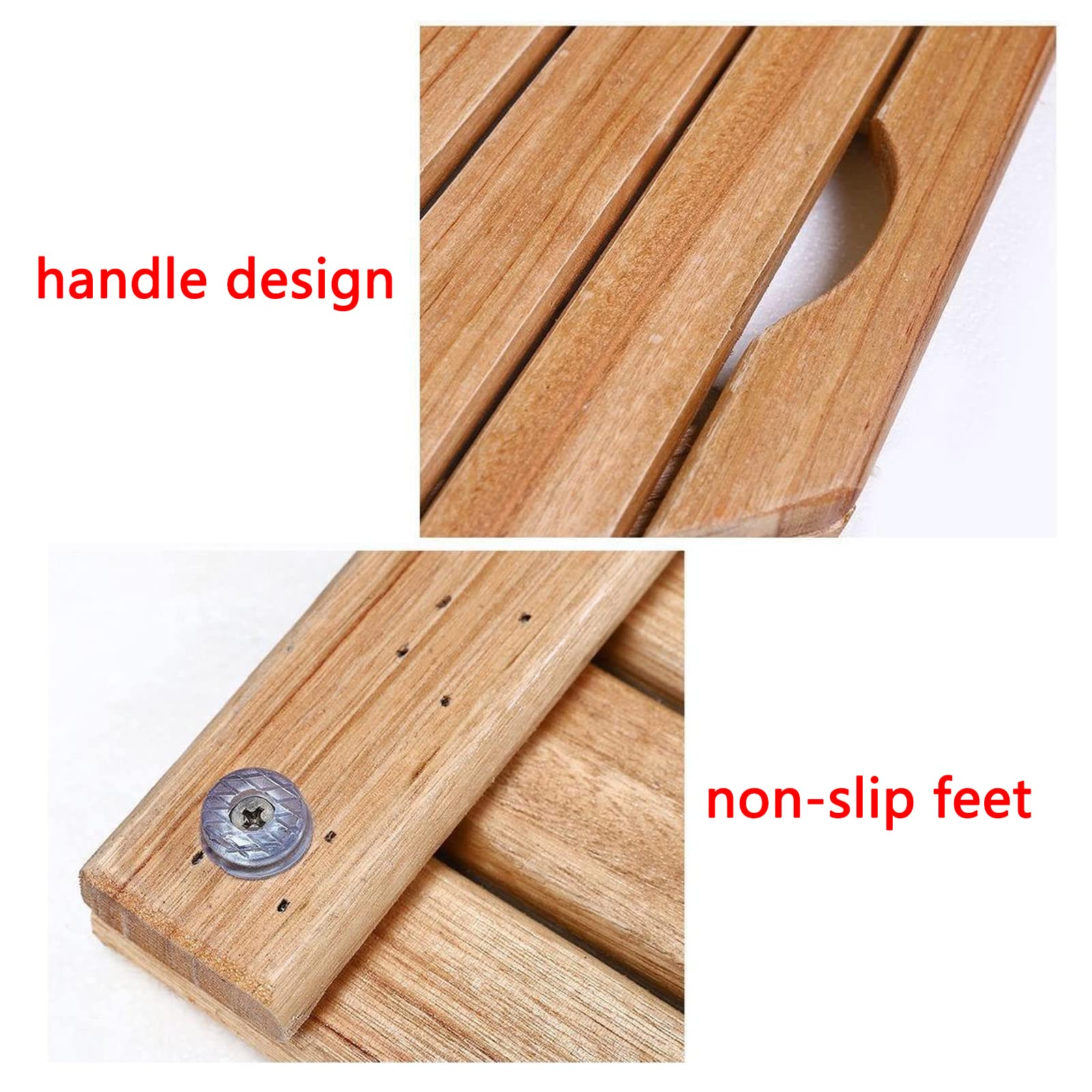 Pedana Doccia in Legno Ecologici,per Tappetino Doccia per Bagno e Cucina,Tappeto Antiscivolo Doccia Multifunzionale,Facile da Riporre,per Spa/Sauna,Uso Interno/Esterno (60x40cm/24x15.7in)