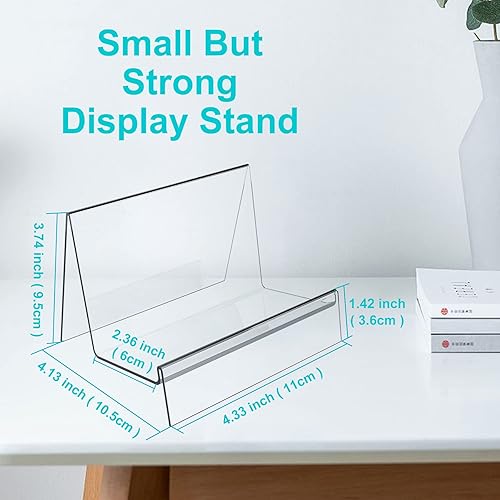 Miniatura 2 de Boloyo Soporte de exhibición de acrílico con placa de letrero, 6 piezas, caballete de exhibición transparente, estante elevador, soporte de acrílico