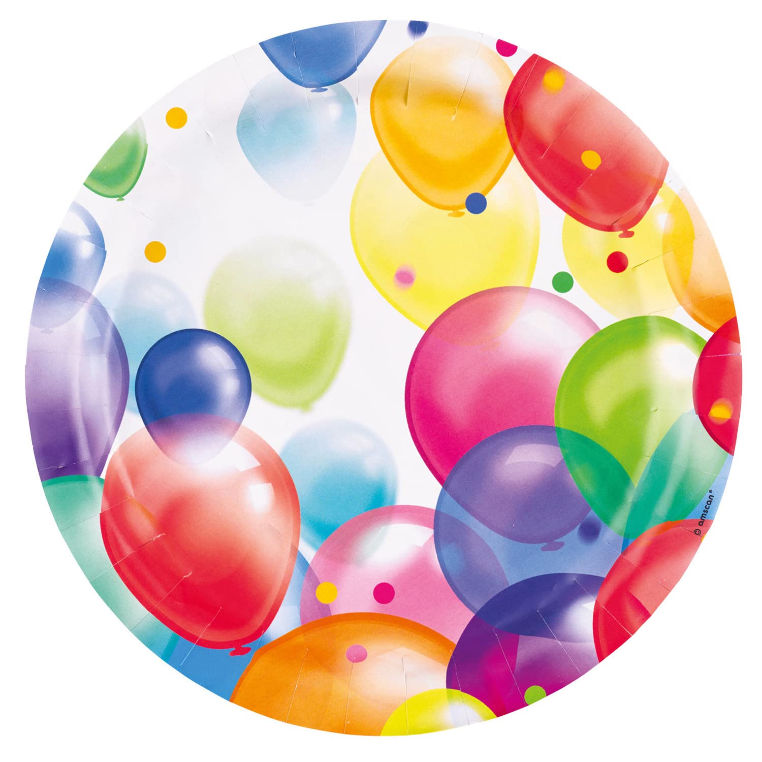 amscan 9900320-66 - Balloons Plates, Diameter 23 cm, Paper, Balloon, Paper Plates, Party Plates, Disposable Tableware, Children's Birthday Party