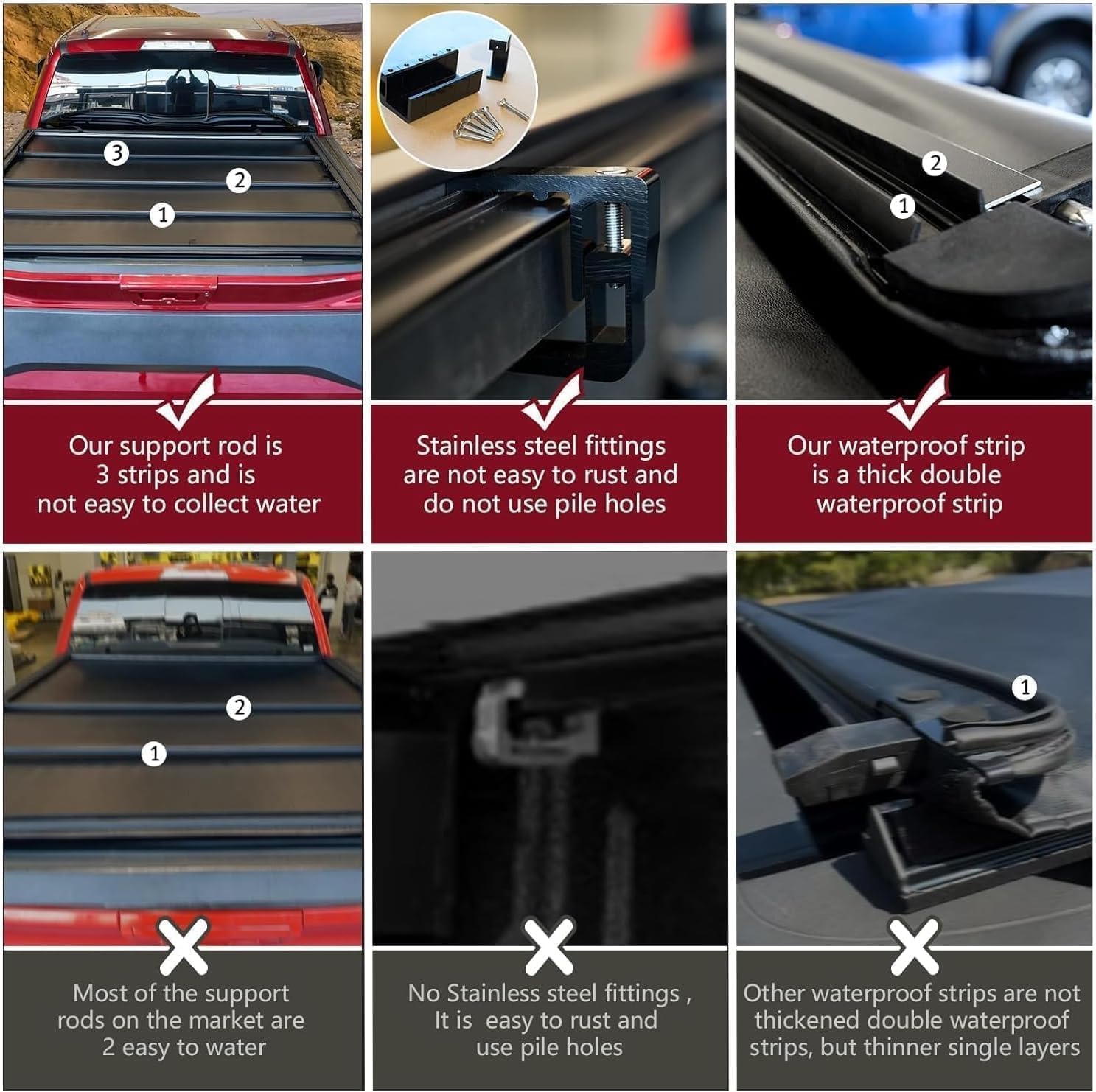 Soft Roll Up Truck Bed Tonneau Cover Fits 2000-2013 Ford Ranger Styleside (Not for Flareside) 6FT (72.7") Bed