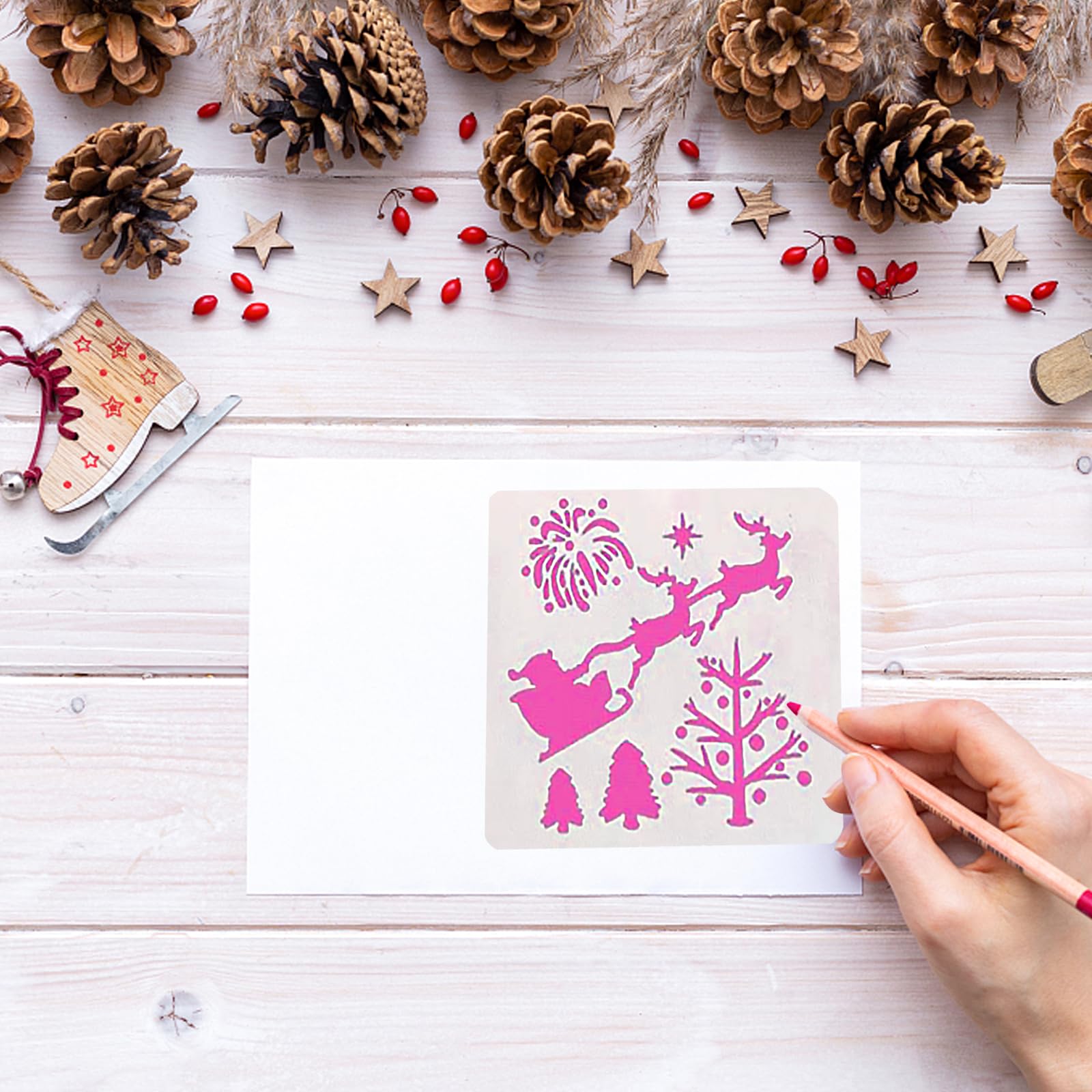10 Stencil Natalizi Riutilizzabili In PET, Set Di Maschere Per Pittura Fai-da-Te, Forme Di Natale Per Decorazioni, Scrapbooking E Bambini