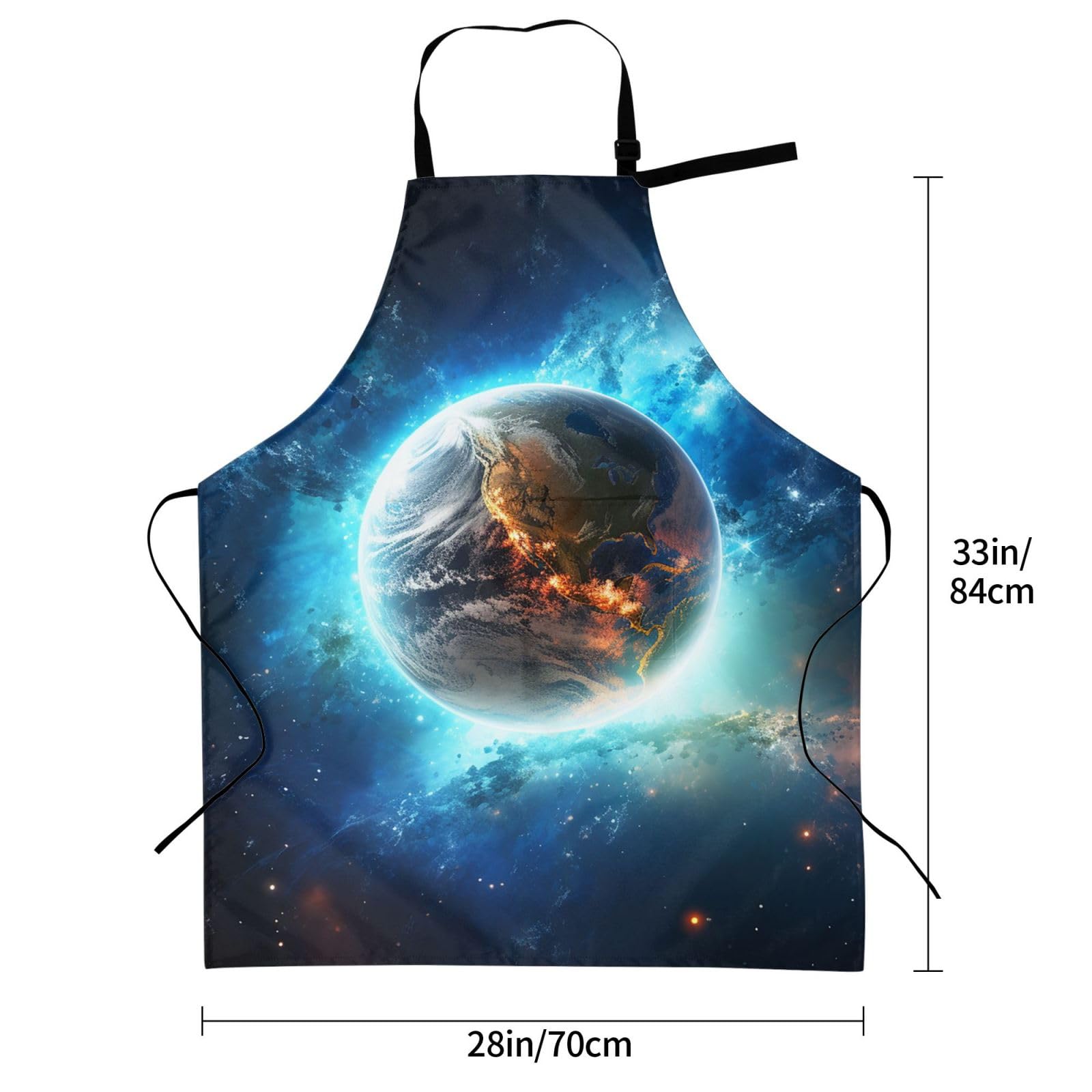 GFLFMXZW Apron for Women Men Waterpoof Aprons Blue Earth In The Space Adjustable Bib Work Aprons for Dishwashing