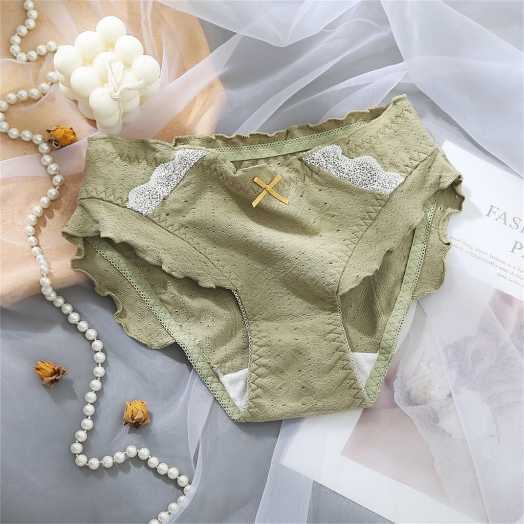 JSEIAJB Cotton Women's Underwear Female Cotton Crotch Wooden Ear Edge Girls Girls Girls Shorts(Medium)