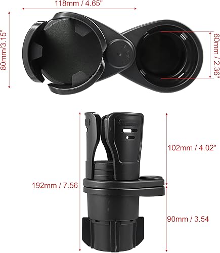 Miniatura 4 de X AUTOHAUX Expansor de portavasos de automóvil 2 en 1 multifunción con base ajustable para agua, café, tazas, latas de bebidas, color negro