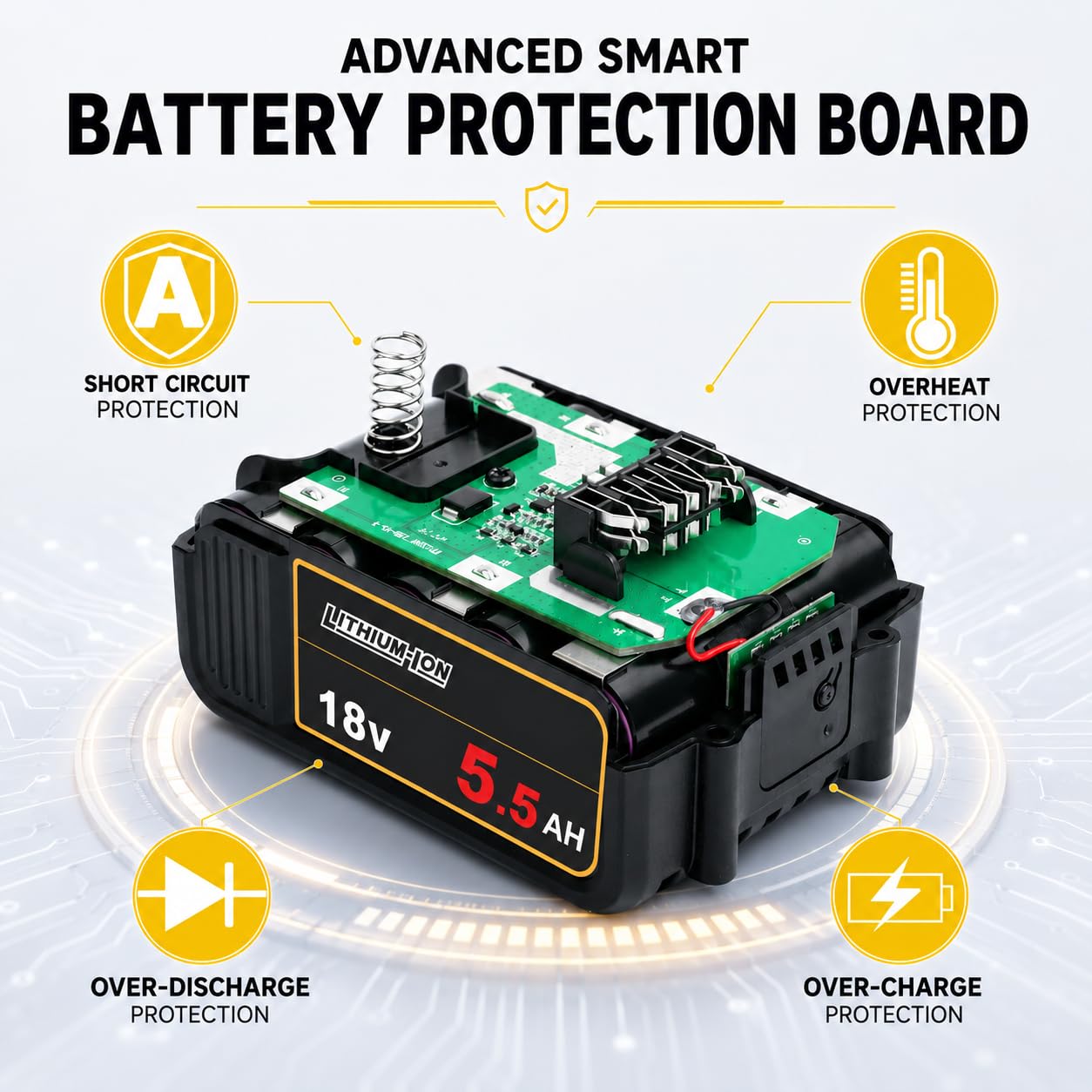 Waitley 2 baterías 18 V 5,5 Ah compatibles con DeWalt XR DCB200 DCB201