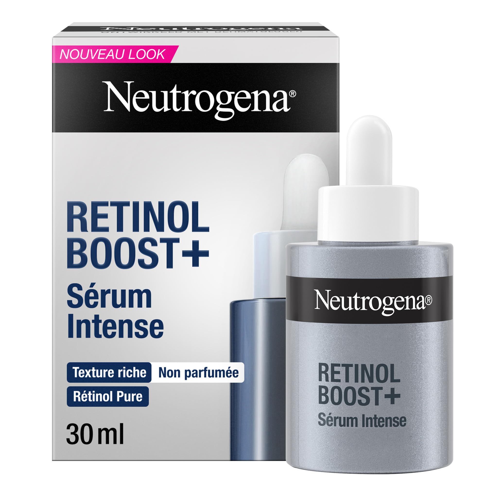 Neutrogena – Sérum intense Retinol Boost plus (30 mL) – Soin visage au rétinol pur, texture riche et non parfumé – Pour une peau plus ferme et d'apparence plus jeune