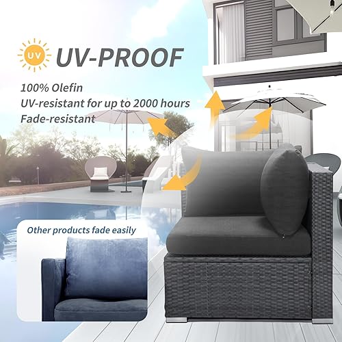 Miniatura 4 de FINCATI Juego de 14 fundas de repuesto para cojines de patio al aire libre, 27 x 27 pulgadas, resistentes al agua, con cremallera, fundas para