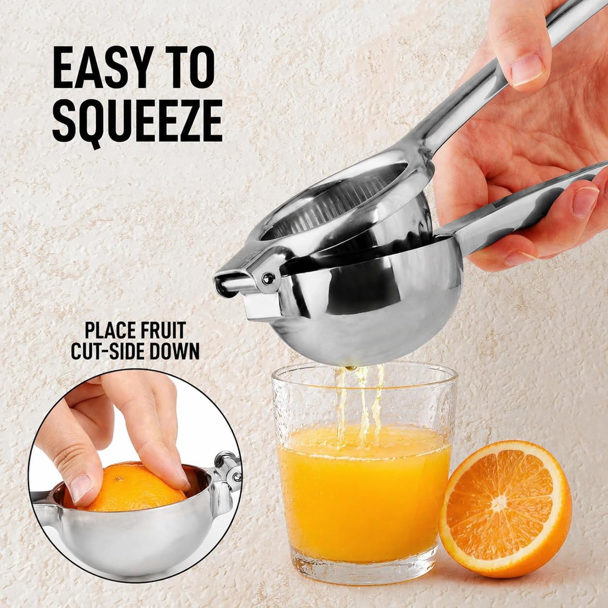 Zulay Presse-citron extra large en acier inoxydable – Presse-citron robuste et facile à presser – Presse-agrumes ergonomique et presse-agrumes pour petites oranges, citrons et citrons verts
