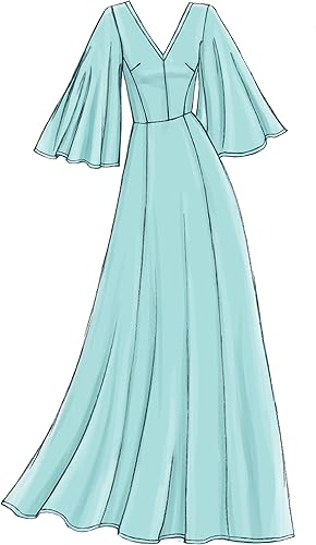 Miniatura 10 de Vogue V9328E5 Easy Women's Flared Sleeve Dress Sewing Patterns, Sizes 14-22, White