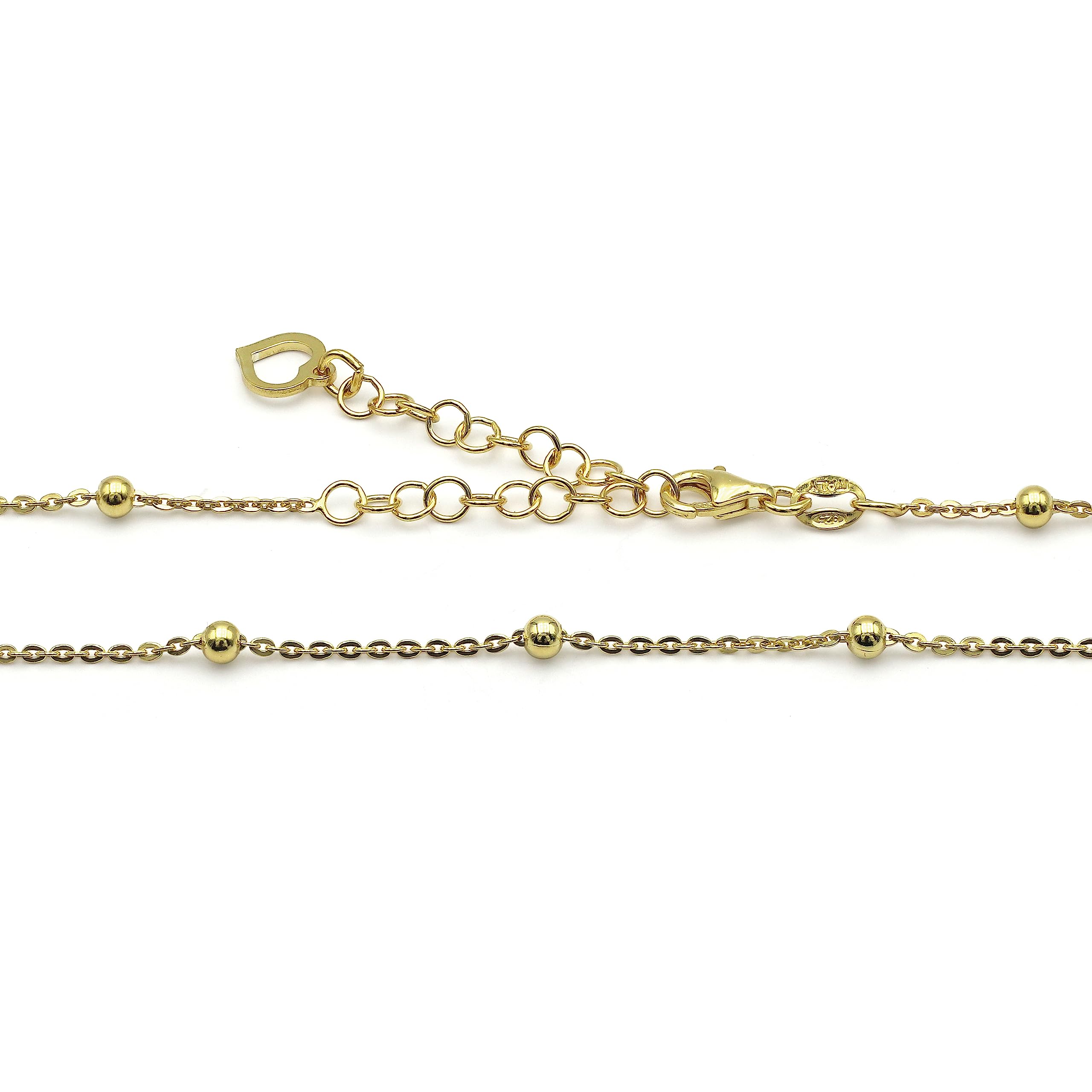 AKA Gioielli® - Gargantilla Mujer con Bolas en Plata de Ley 925, Dorada Rosa o Amarillo 18k - largo ajustable