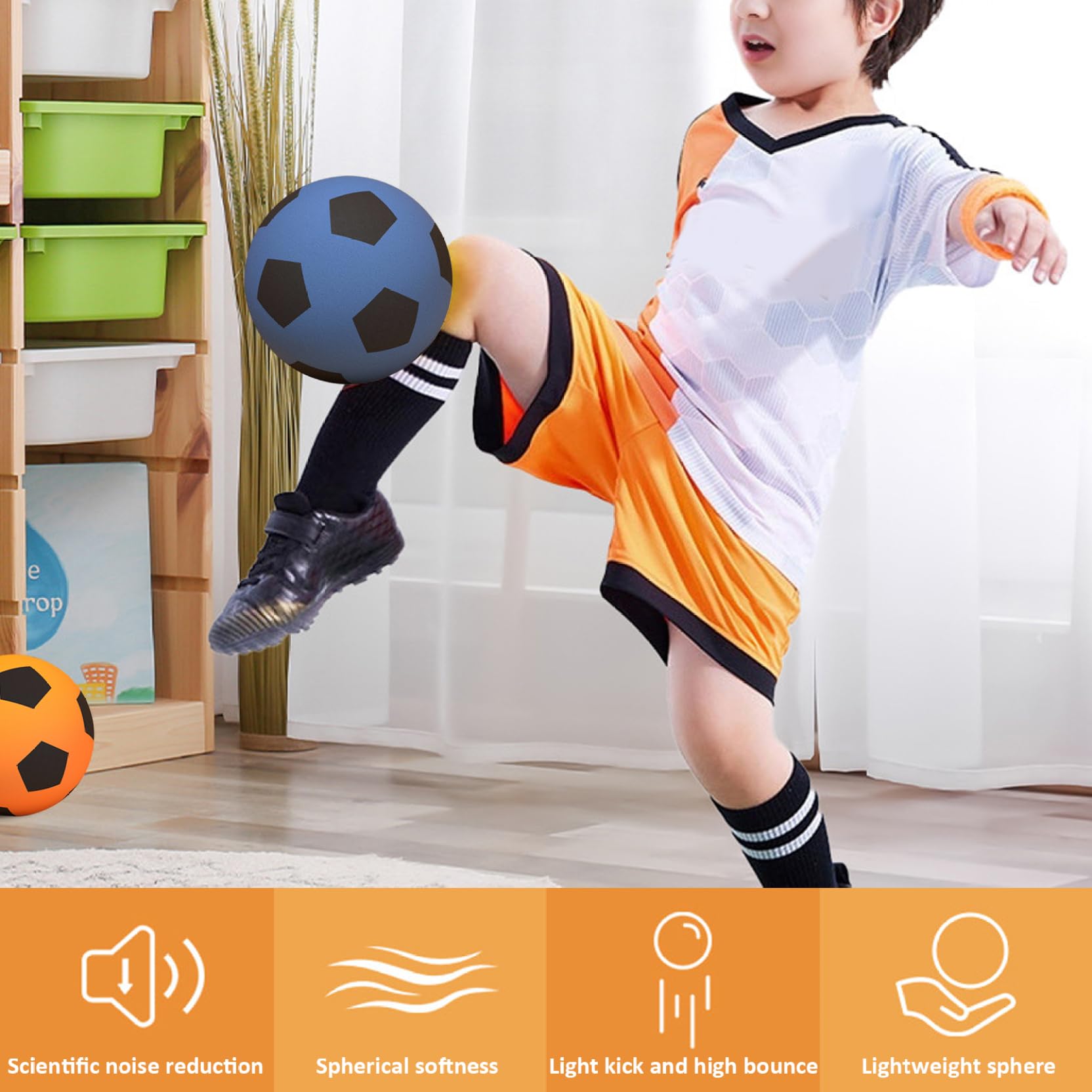 Ballon de football silencieux pour enfants, taille 5, en mousse PU, absorption des chocs, petit ballon de football, léger et doux, réduction du bruit, pour l'entraînement, jouets pour enfants, bl