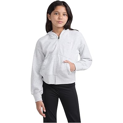 abercrombie kids Essential Full Zip Hoodie (Little Kid/Big Kid) anf light grey heather