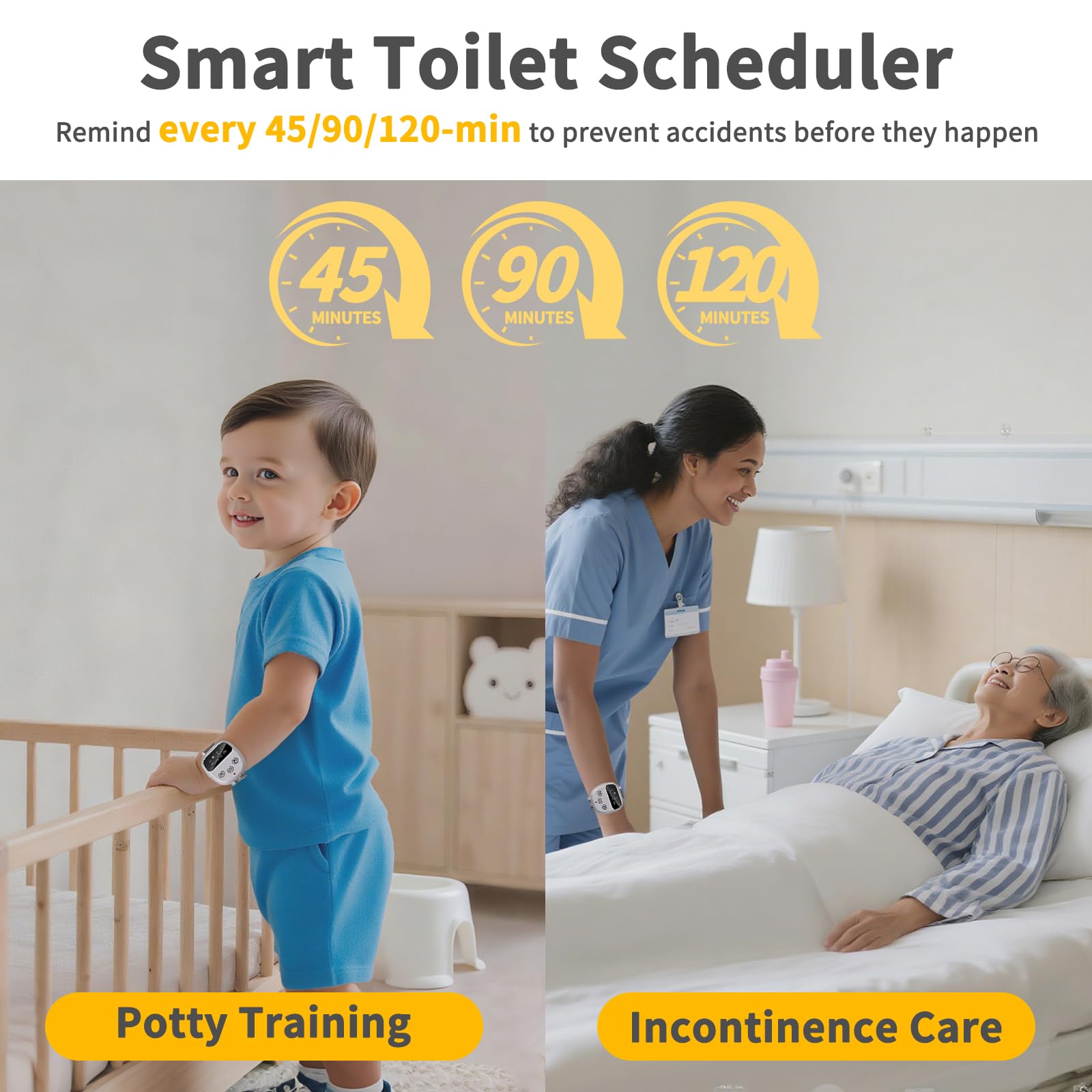 Alarma inalámbrica para niños y adultos, alarma recargable para niños y adultos, dispositivo de entrenamiento nocturno para niños y niñas, dispositivo de recordatorio de eventos de humedad