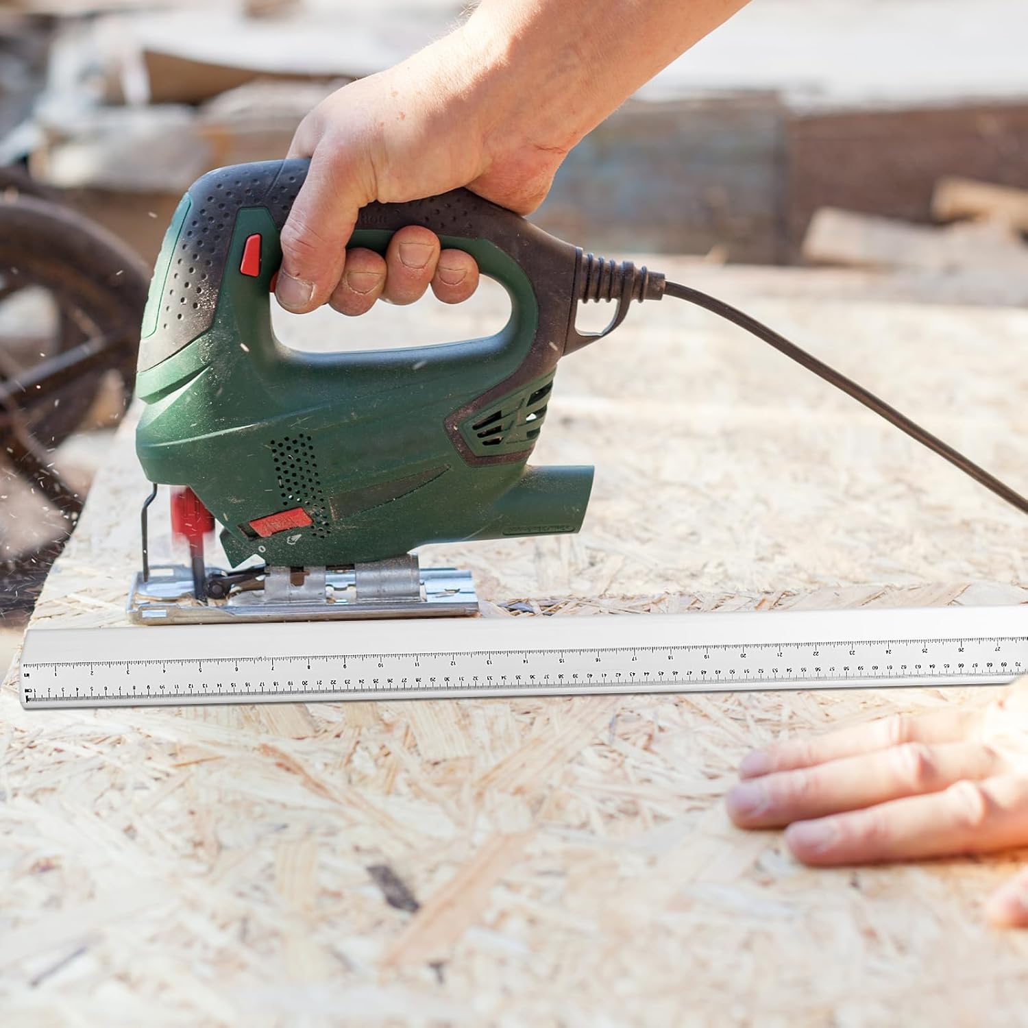 Lasnten 100" Aluminum Straight Edge Clamp for Circular Saw Straight Edge Guide for Accurate Cut, Crosscut and Rip Cut Extendable Guide Rail for Woodworking, DIY, and Home Improvement Projects