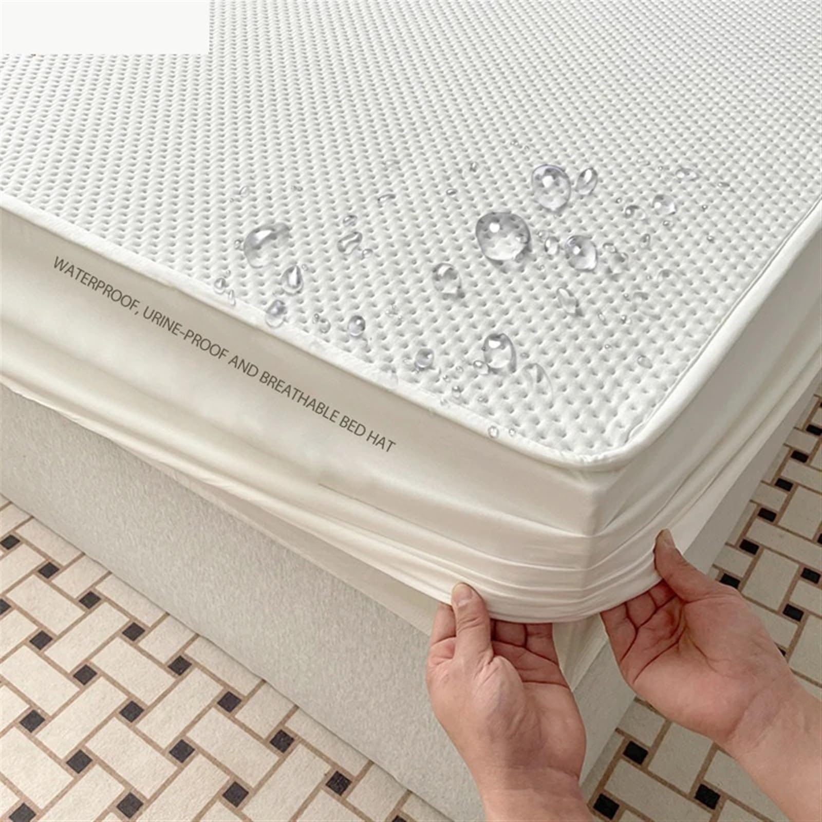Sobrecolchón Acolchado de Microfibra Funda de colchón Impermeable, Protector de Cama Acolchado de algodón, Tejido de Clase, se Adapta a hasta 30 cm de Profundidad(5,105x200x30cm)