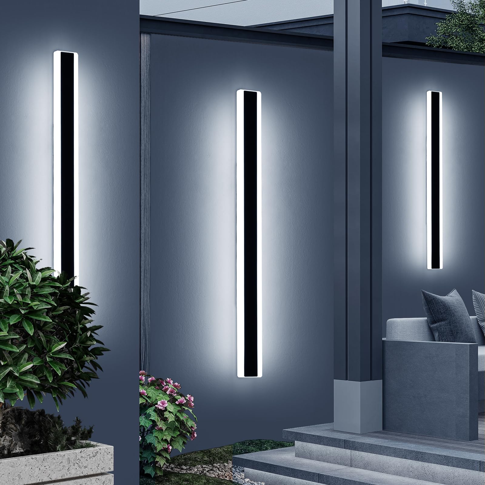Mikeru 40CM Black Wall Lights, 2Packs Modern Acrylic Wall Light 3000K/4500K/6500K 3 Color Hard Wired Outside Light Wall Mounted Light for Lighting in Front of Mirrors, Garden Decoration — view 41