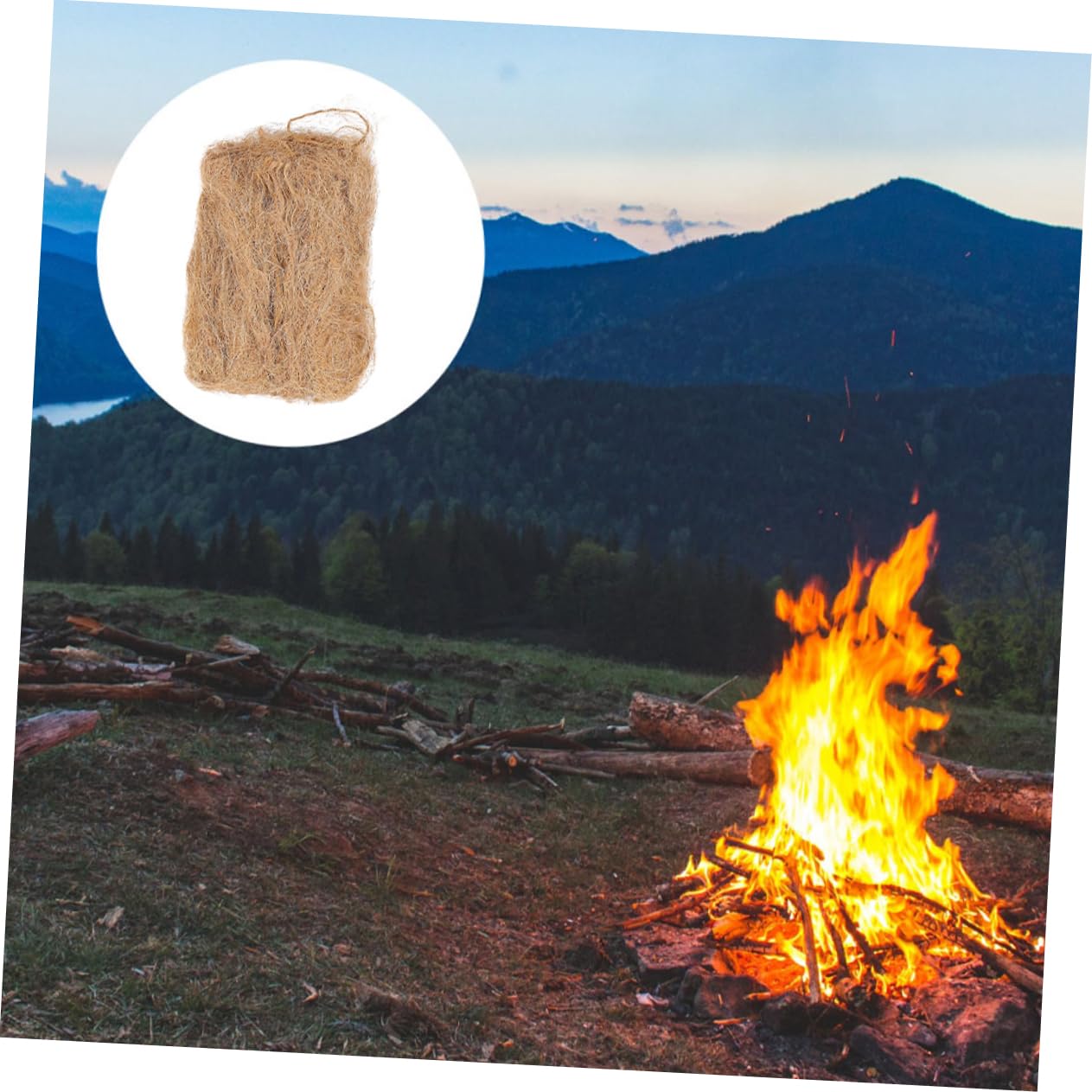 COOLHIYA 4bags Emergency Fire of Natural Jute Fire Tools for Camping BBQ Grilling Outdoor Survival Lightweight Easy to Use