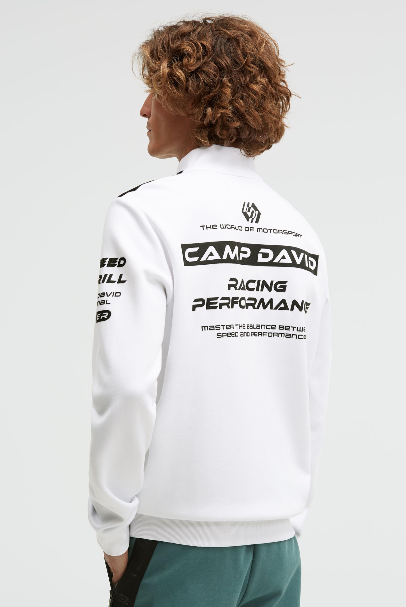 Camp David Herren Troyer-Sweatshirt aus Interlock mit Rubber Artworks