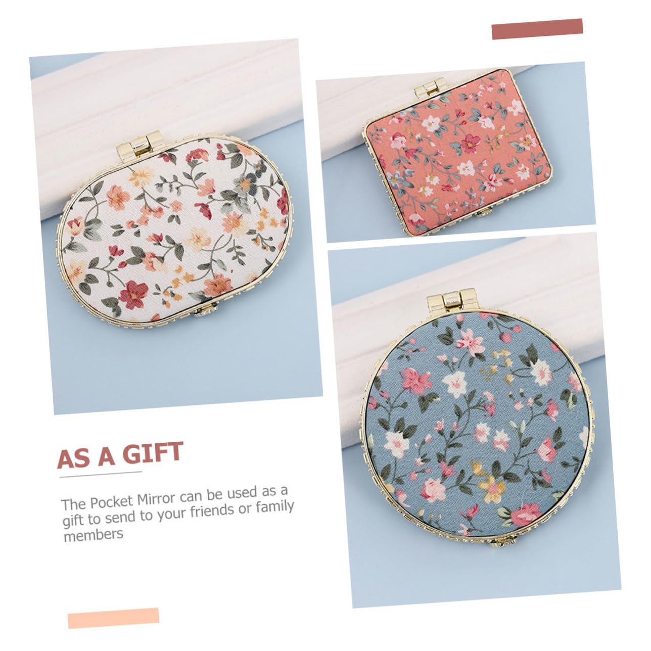 8 Stück Teiliges Kreativer Taschenspiegel Kleine Kompakte Reise Spiegel mit Dekorativen Blumenformen Leichter Klappspiegel für Makeup Unterwegs Vintage Design in Verschiedenen