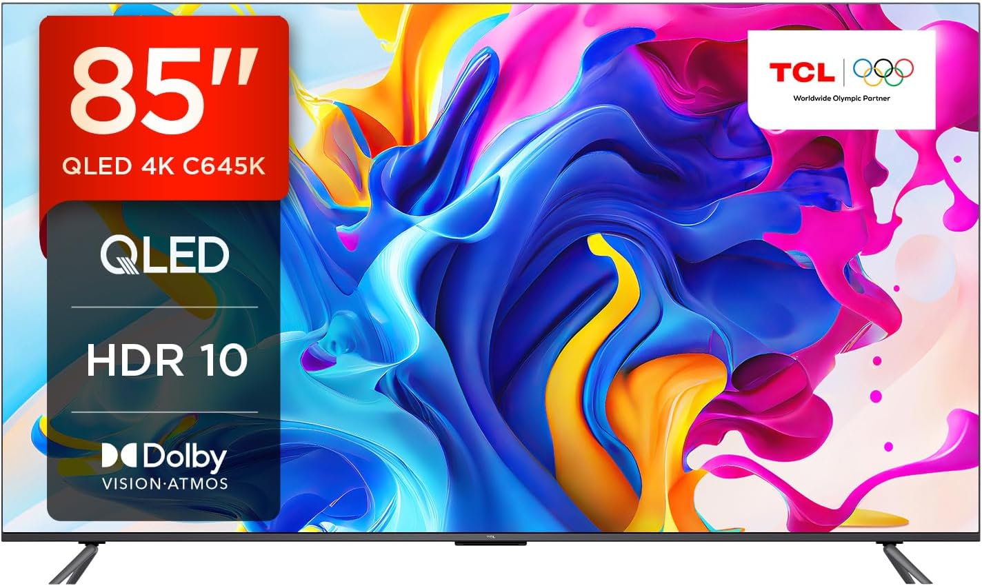 85C645K 85-inch QLED Television, 4K Ultra HD, 4K Google TV Smart TV (Game master, Dolby Atmos, Freeview Play, Motion clarity, Hands-Free Voice Control, compatible with Google assistant & Alexa)