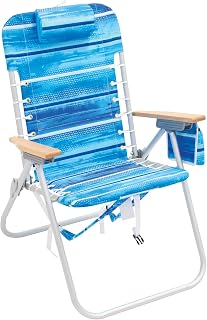 Rio Beach Hi-Boy 4-Position Backpack Beach Chair 17" Seat Height Stripe - Portable Outdoor Folding Chair for Big & Tall