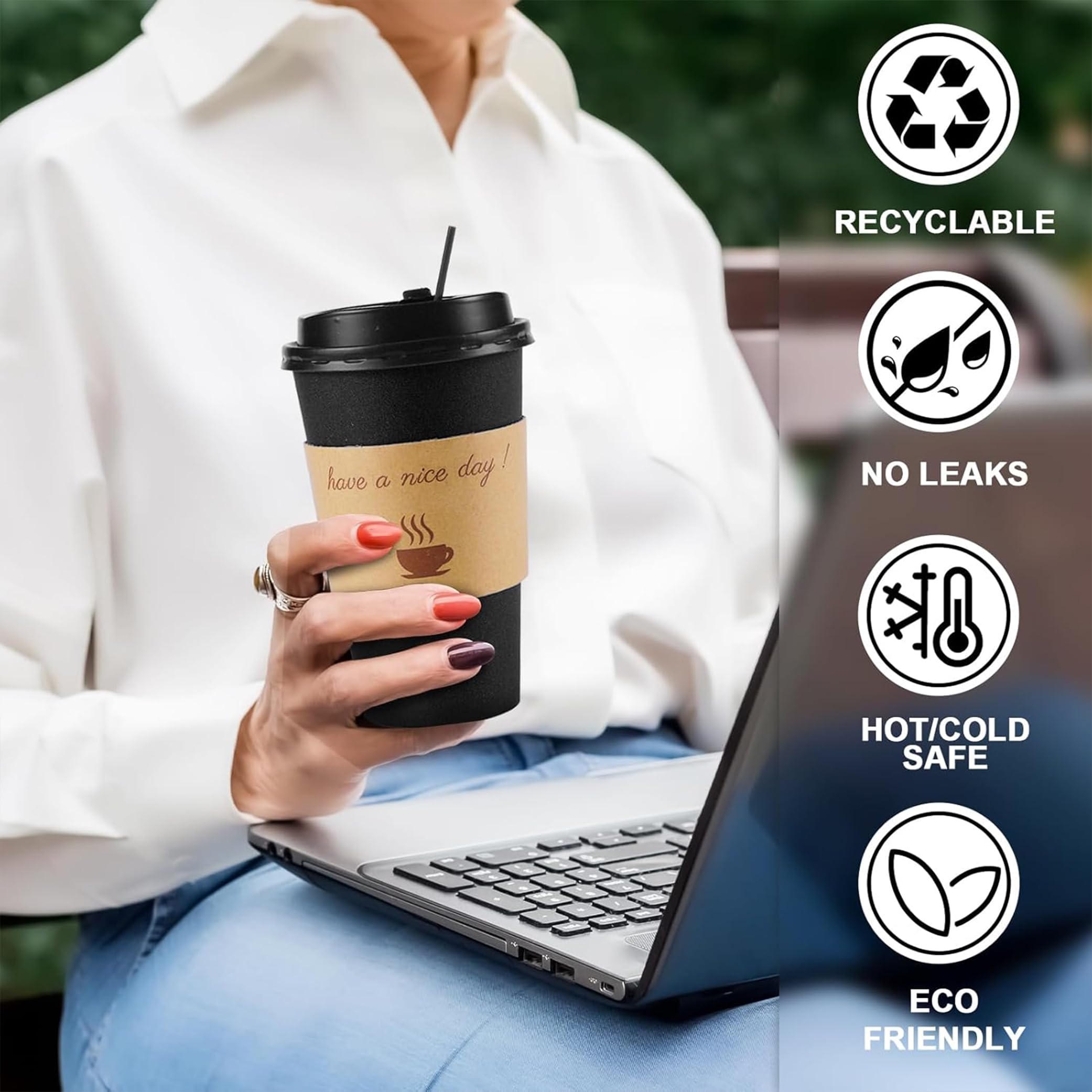 Disposable Coffee Cups - 100 Pack 16oz -4