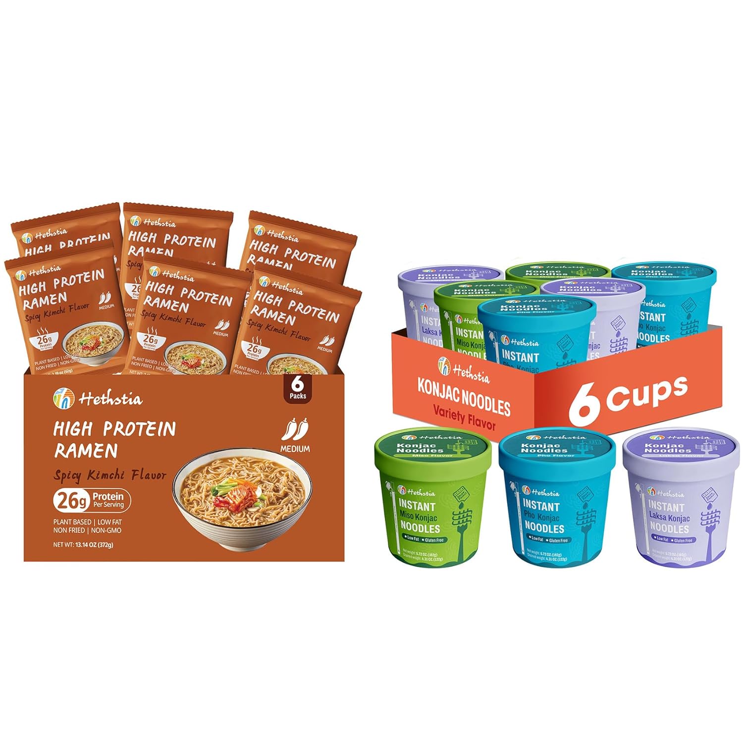 Hethstia Fideos Konjac Ramen Vegano x6 Paquetes