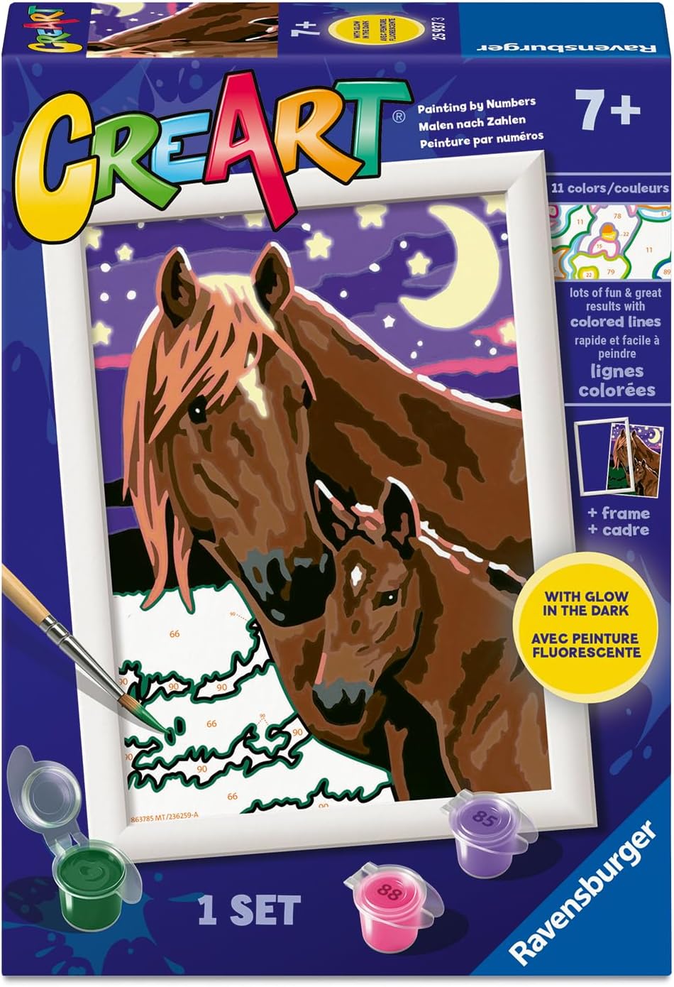 Ravensburger - Horses at Mignight CreArt Paint by Numbers Kit | Fun & Easy DIY Art for Kids Age 7+ | Creative Gift Idea for Birthdays & Holidays