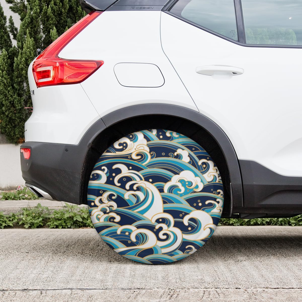 Sea Wave Tire Covers Portable Spare Tire Cover Soft Durable Waterproof Dustproof Set of 4 Bags 15 Inches for Car Truck SUV Trailer Camper
