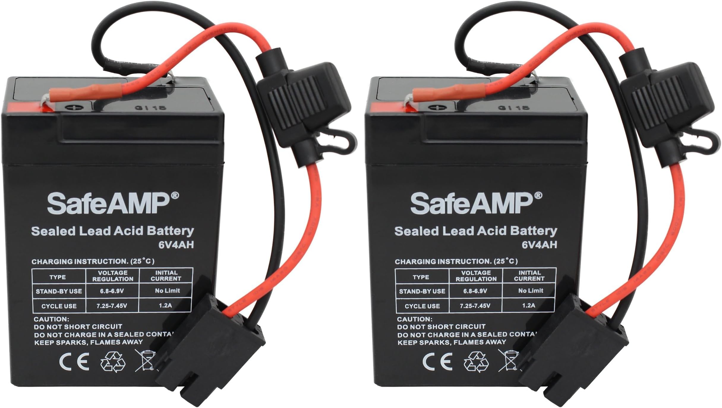 SafeAMP 2 Pack Replacement Battery for Fisher-Price Power Wheels, Replaces ONLY Blue Colored 6 Volt Battery, NOT for Red Battery, for Select 6V Toys, 4Ah