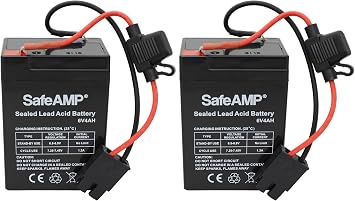 SafeAMP 2 Pack Replacement Battery for Fisher-Price Power Wheels, Replaces ONLY Blue Colored 6 Volt Battery, NOT for Red Battery, for Select 6V Toys, 4Ah