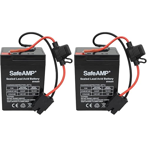 SafeAMP Battery for Fisher-Price Power Wheels Toddler 6-Volt Blue, Pack of 2, Black