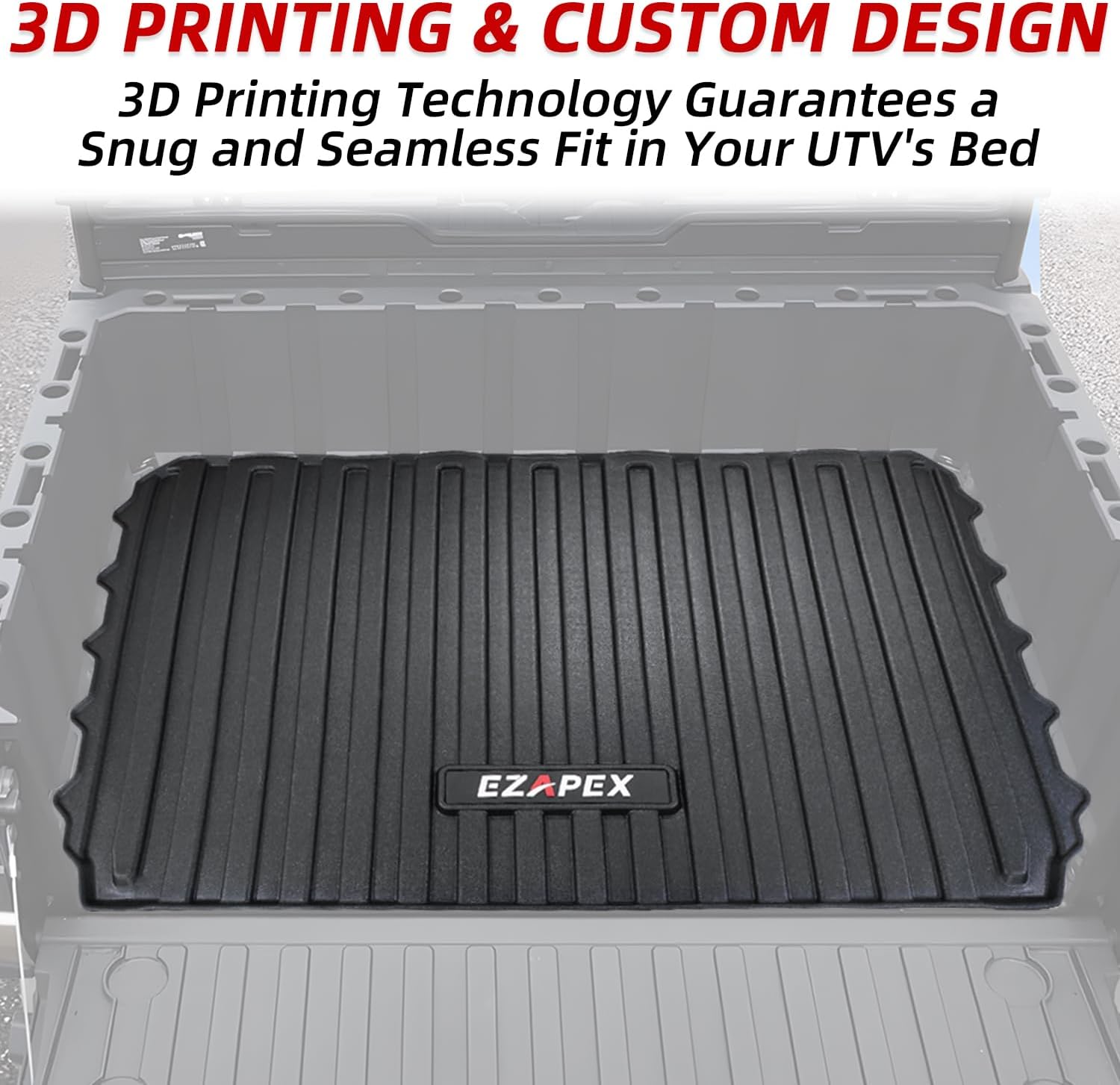 Bed Mat Liner Compatible with Polaris Ranger 1000 Crew 1000 Crew XP 1000 XP Kinetic 2018-2026 All Weather Rear Cargo Mats TPE Accessories